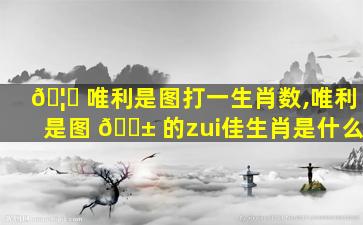 🦍 唯利是图打一生肖数,唯利是图 🐱 的zui
佳生肖是什么